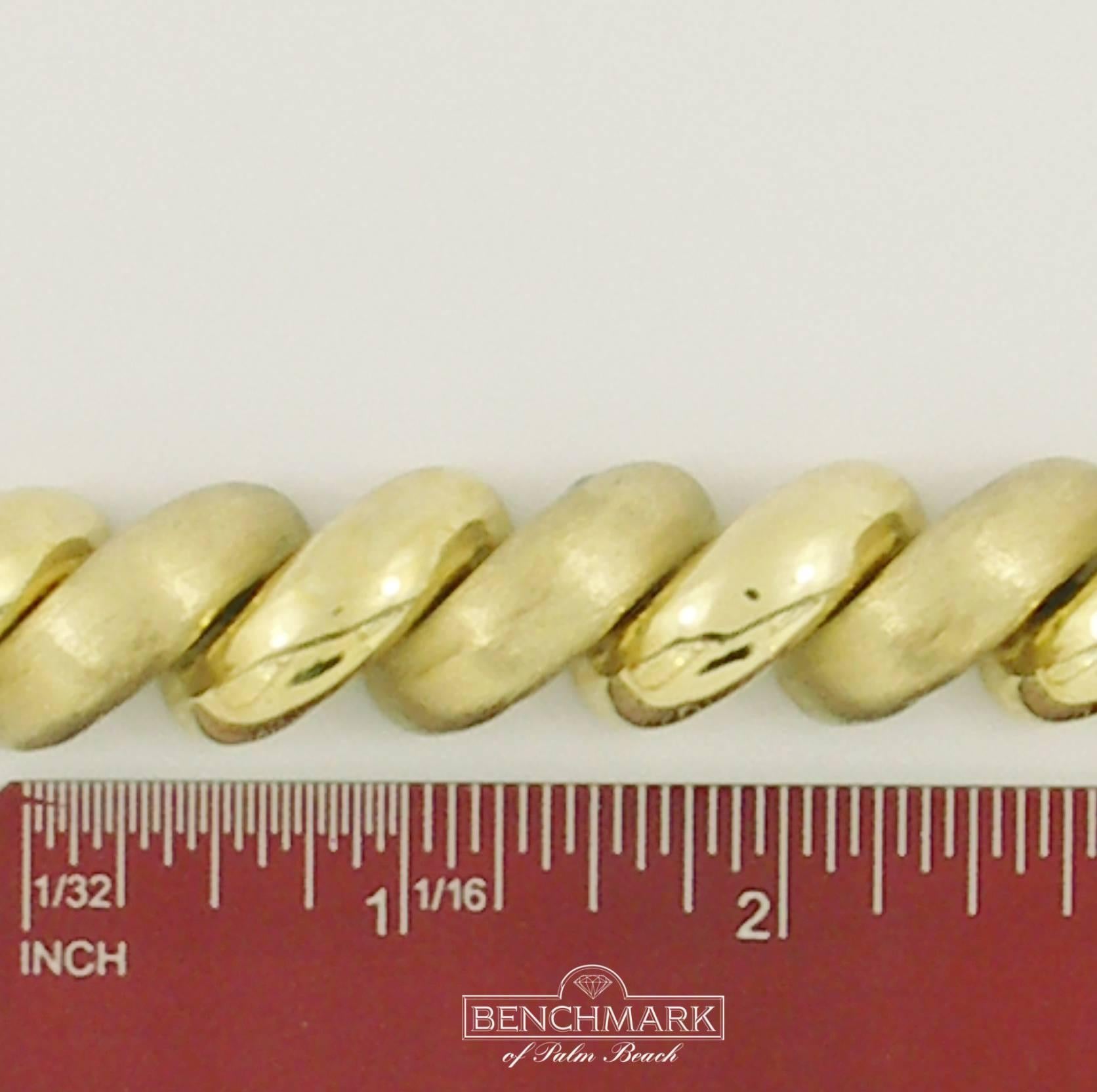 Polished and Florentined Gold San Marco Bracelet In Excellent Condition In Palm Beach, FL