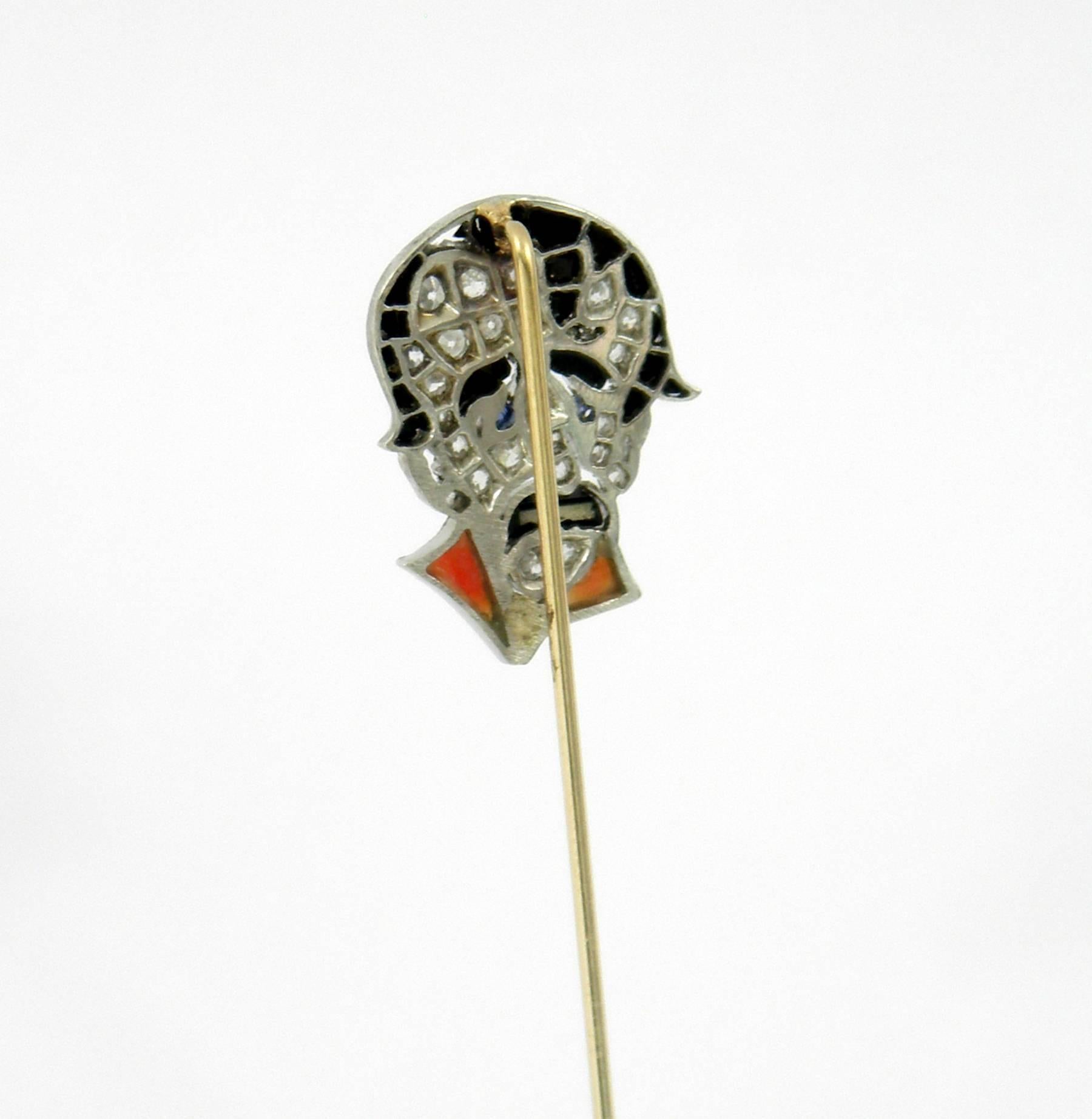 Women's or Men's Art Deco Caricature Stick Pin