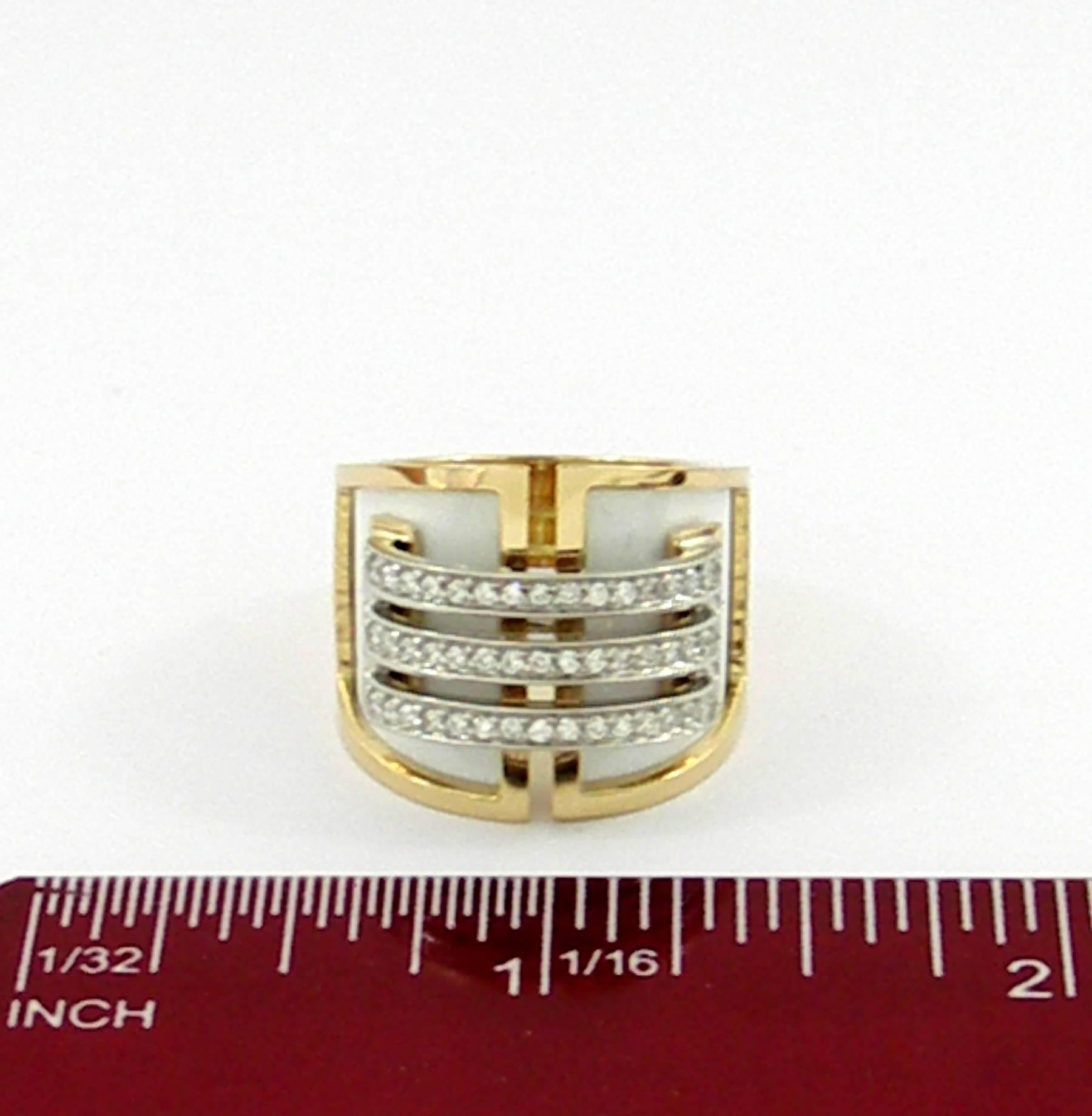 Enamel Diamond Gold Band Ring 4