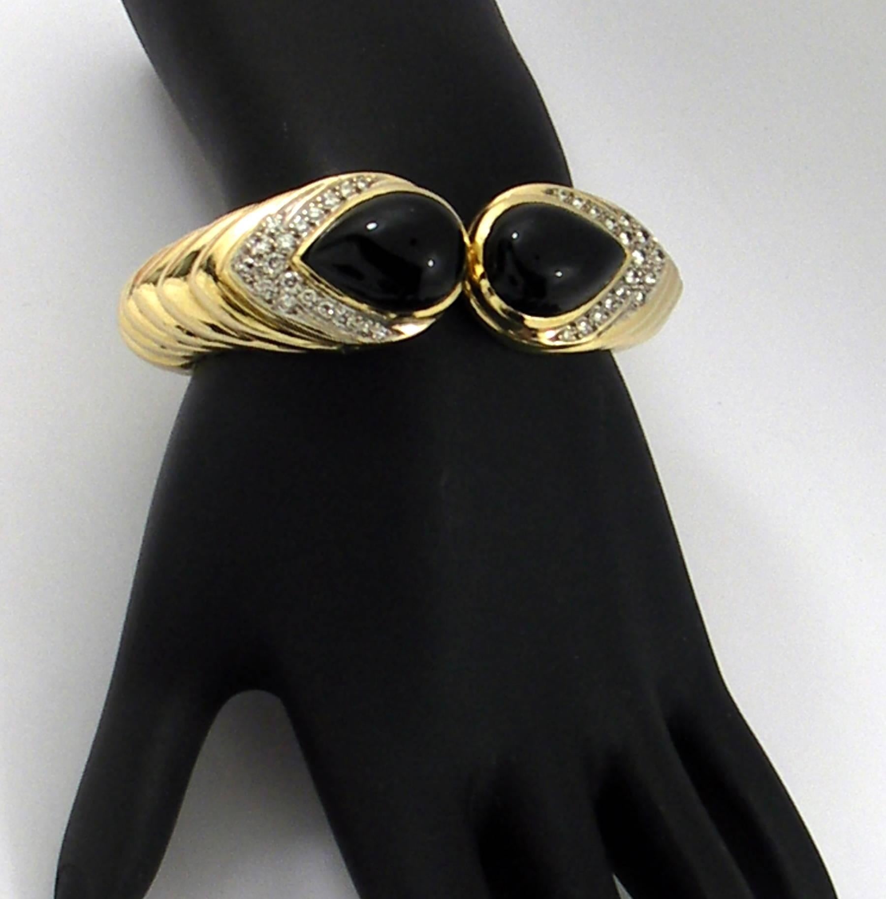 Women's Onyx Diamond Gold Tiered Bracelet