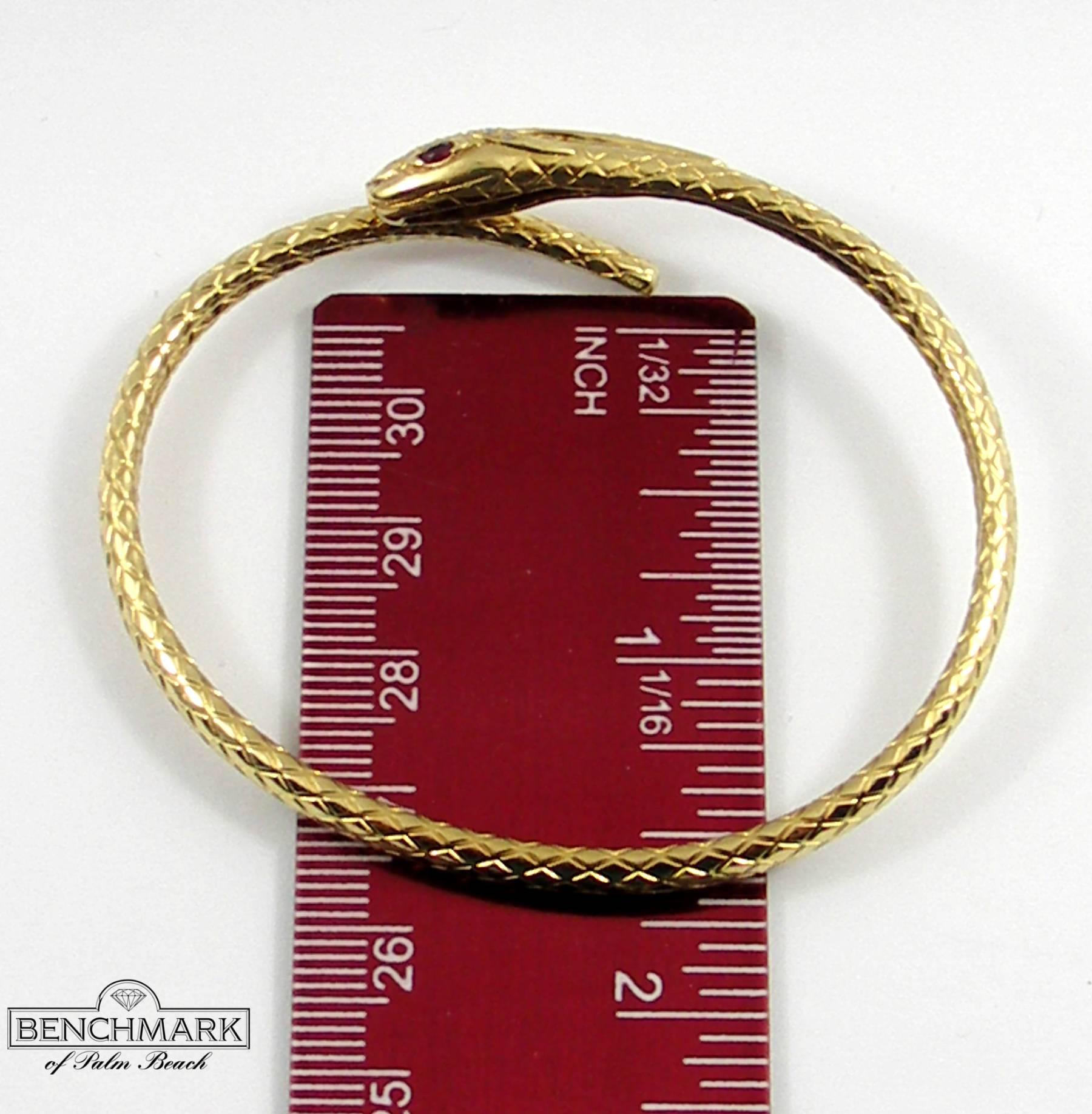 Gold Diamond Ruby Snake Bracelet 2