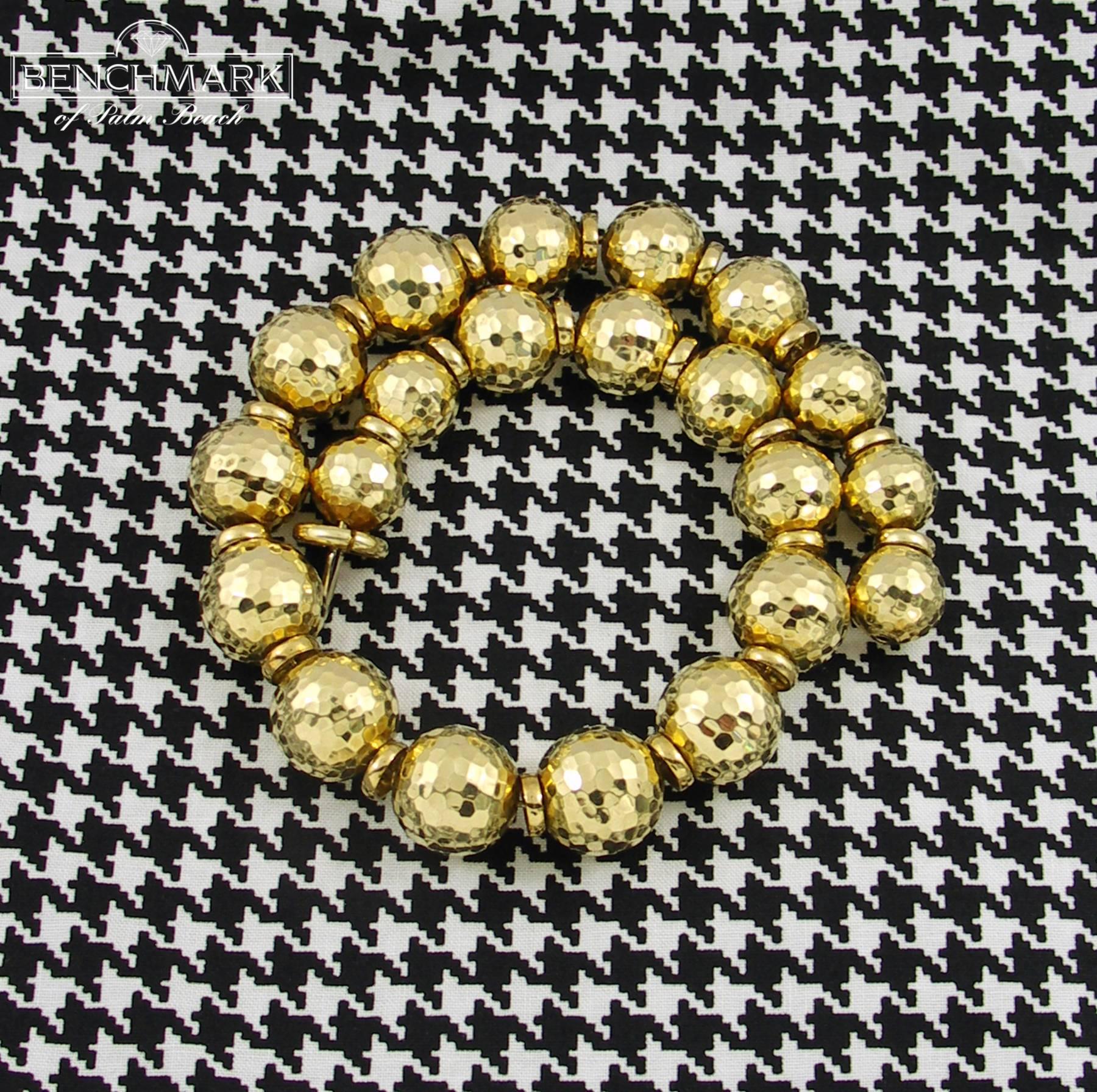 David Webb Hammered Gold Ball Necklace In Excellent Condition In Palm Beach, FL