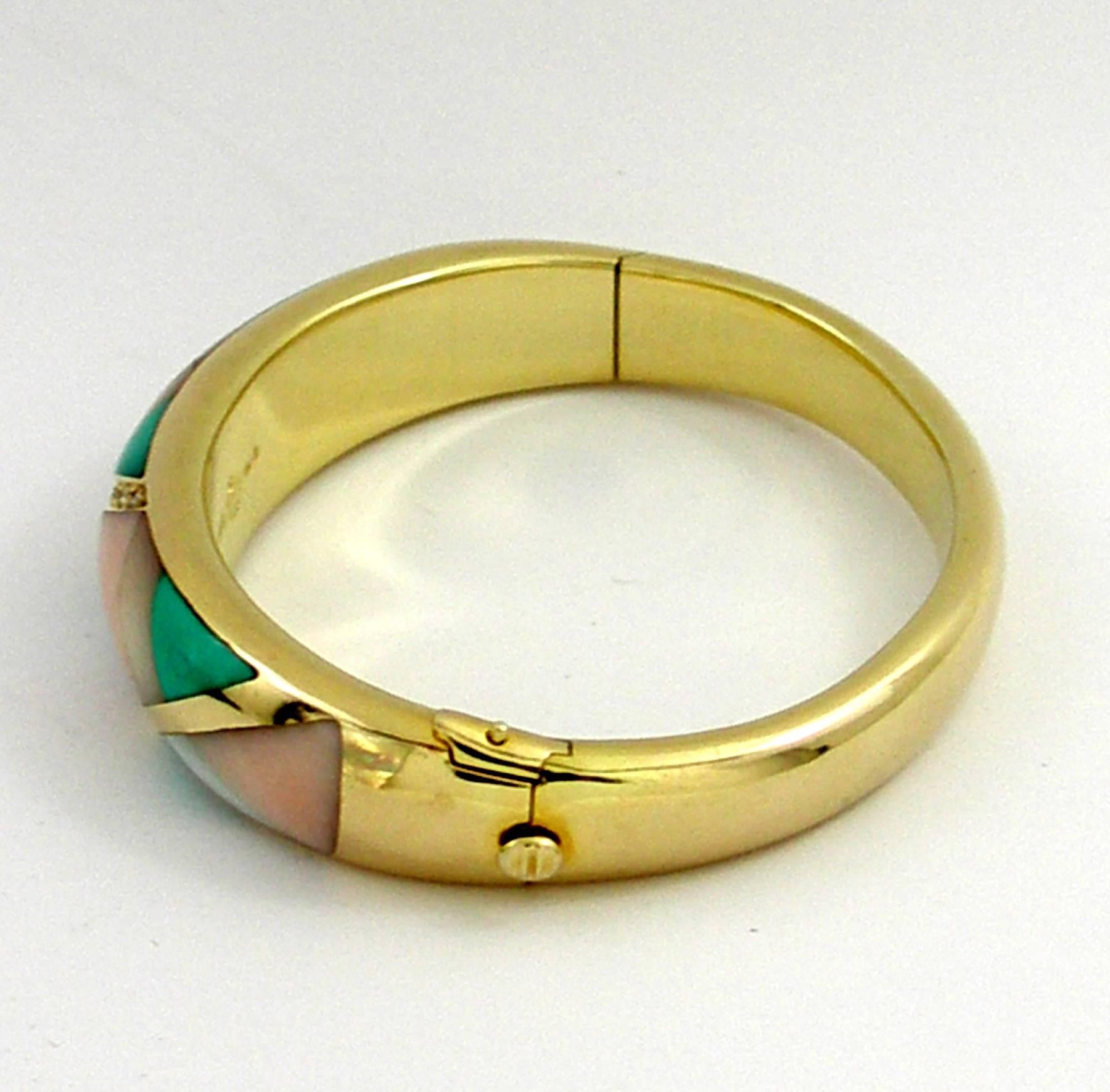Asch Grossbardt Diamond Gold Stone Inlay Bracelet 1