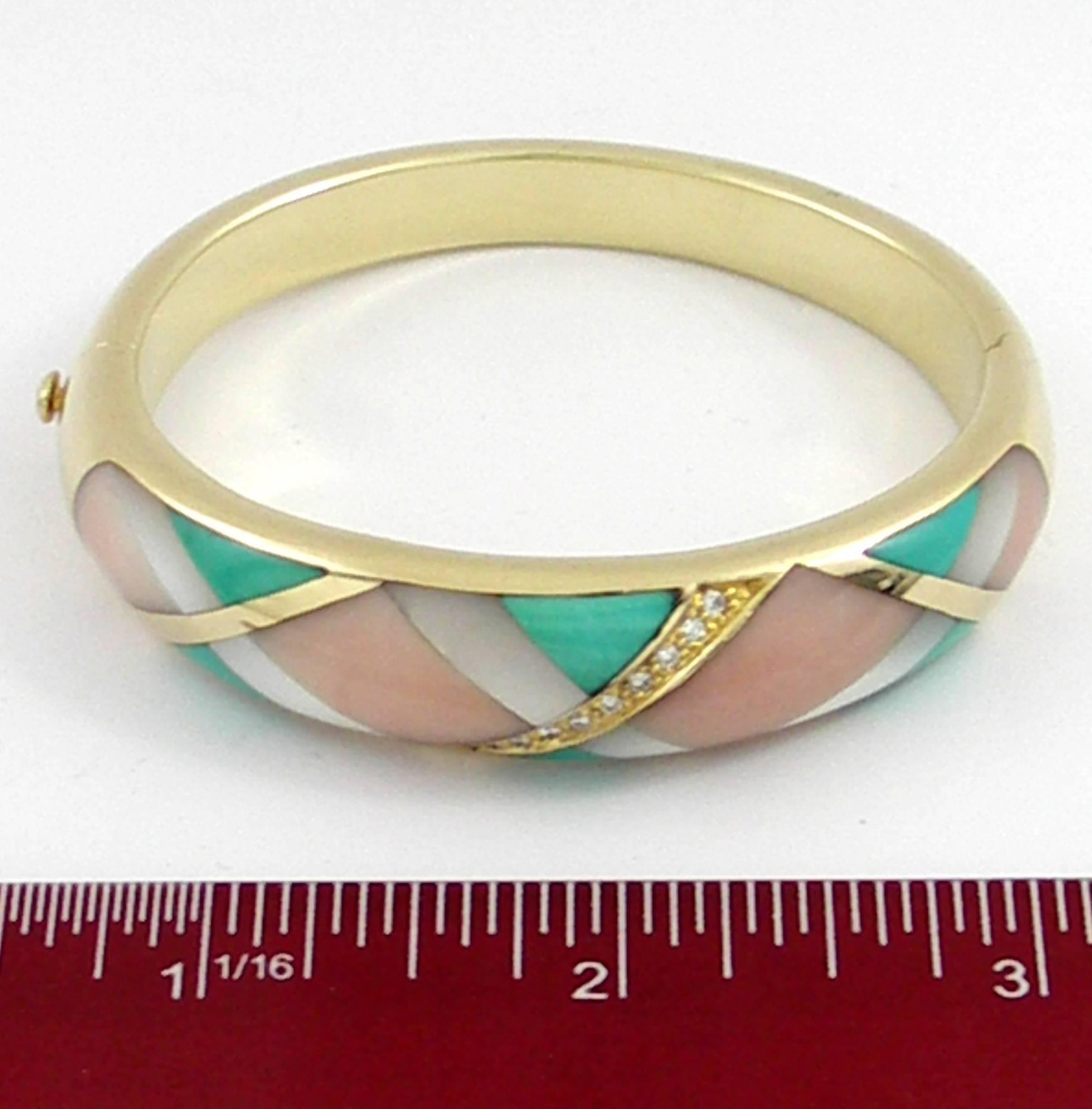 Asch Grossbardt Diamond Gold Stone Inlay Bracelet 3