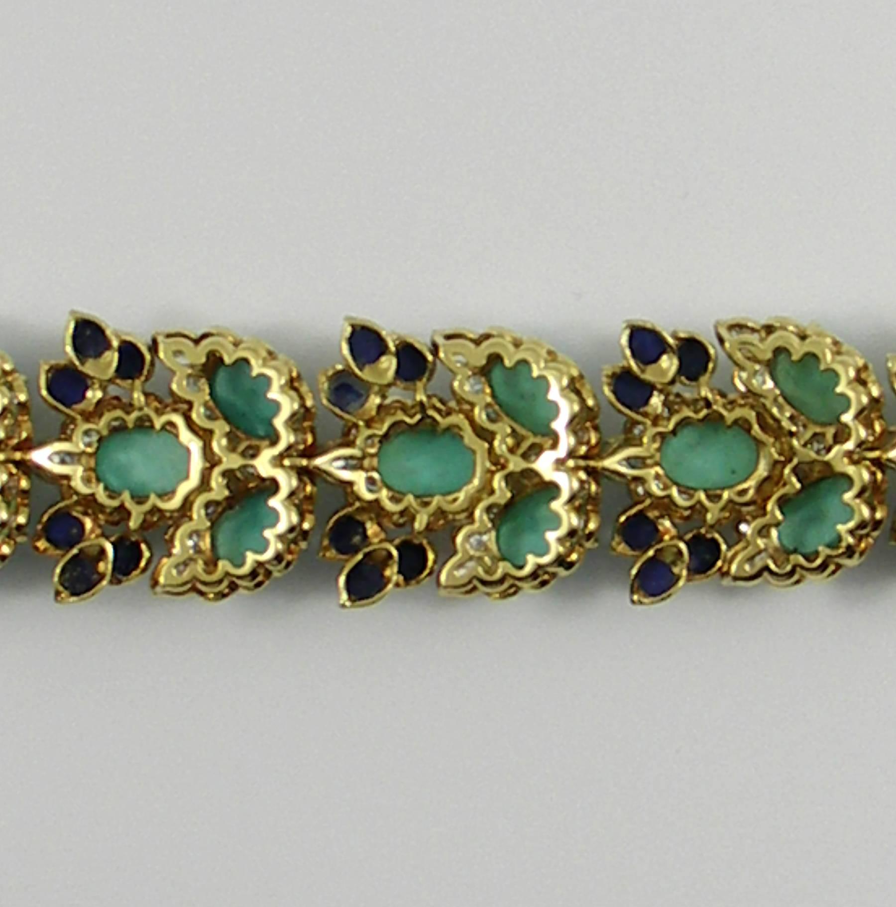 Women's Lapis Turquoise Diamond Gold Bracelet