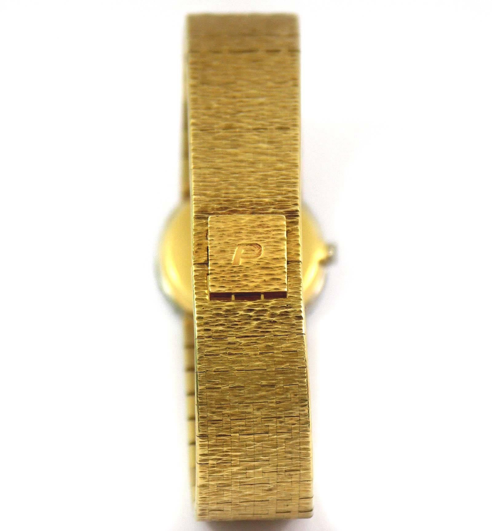 Piaget Ladies Yellow Gold Jade Dial Diamond Bezel Wristwatch 1
