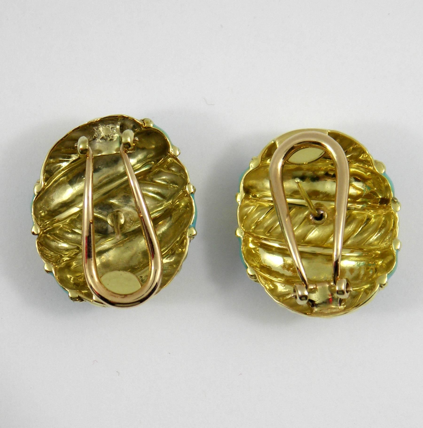 Gold and Enamel Earrings 1