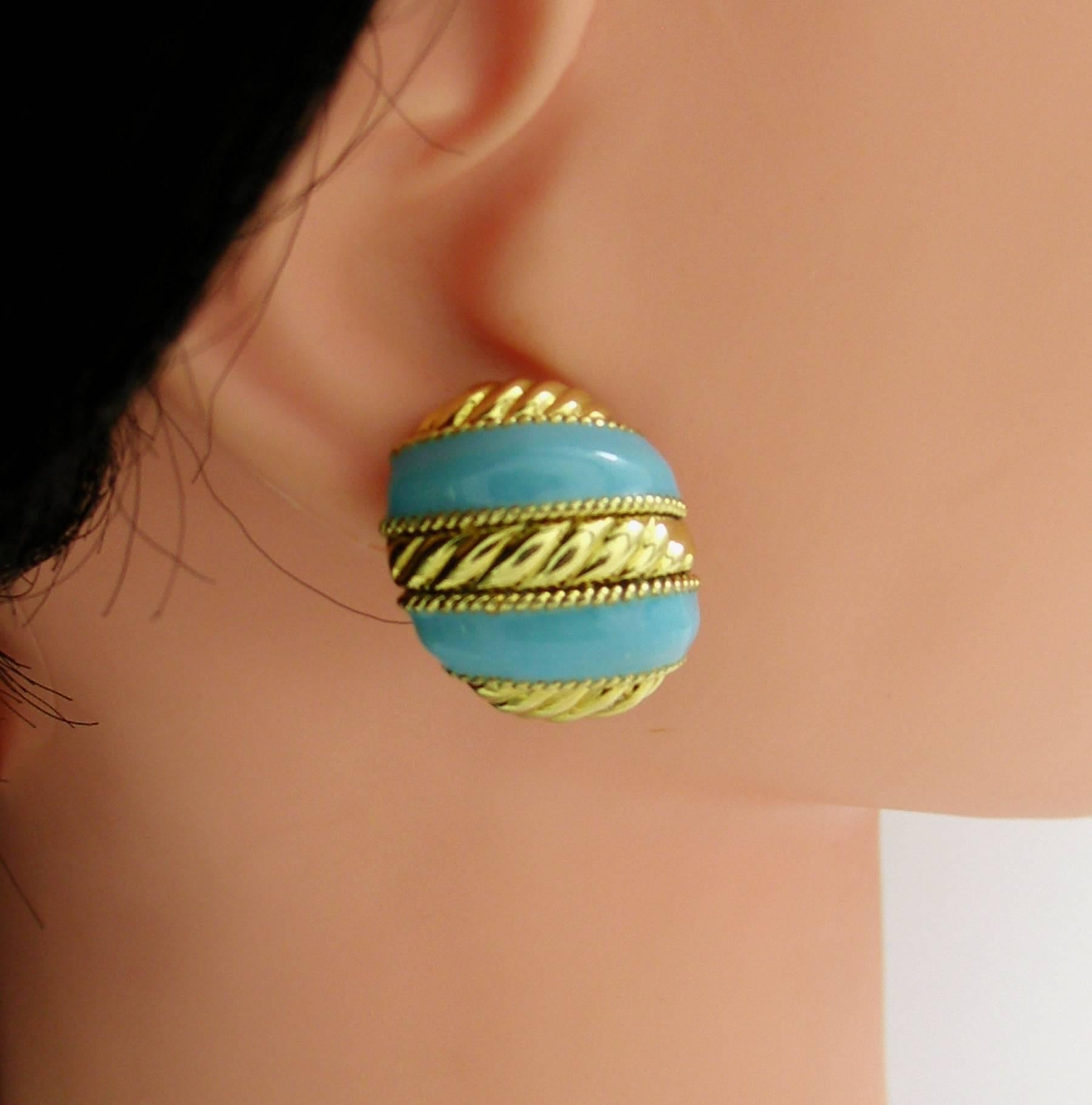 gold enamel earrings