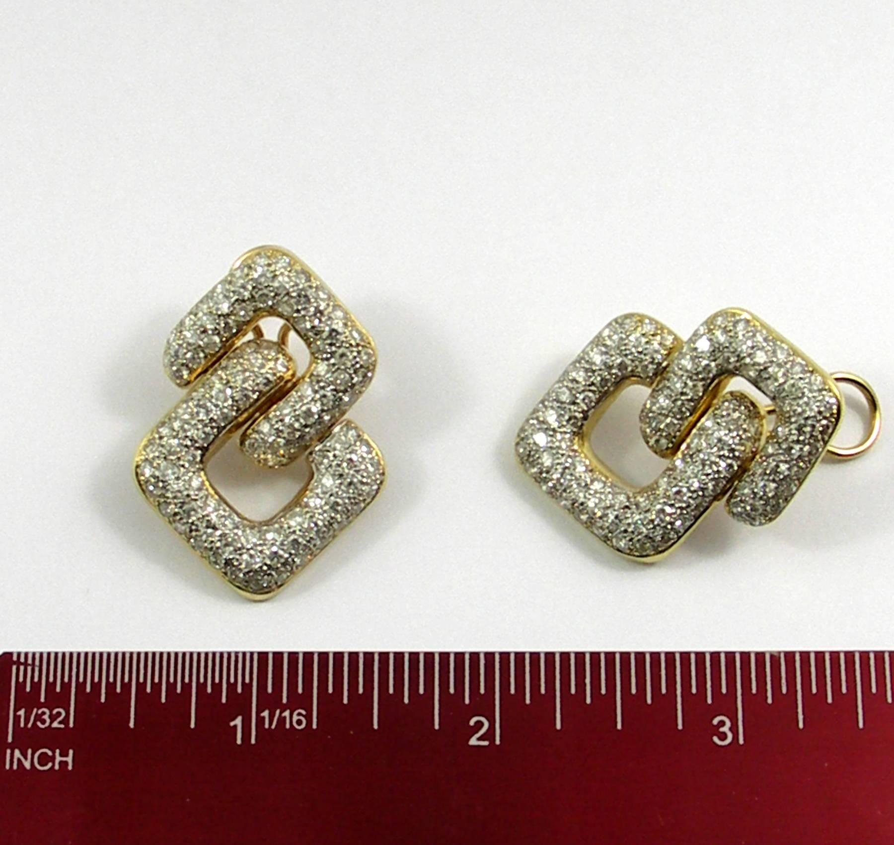 Geometric Gold and Diamond Earrings 2