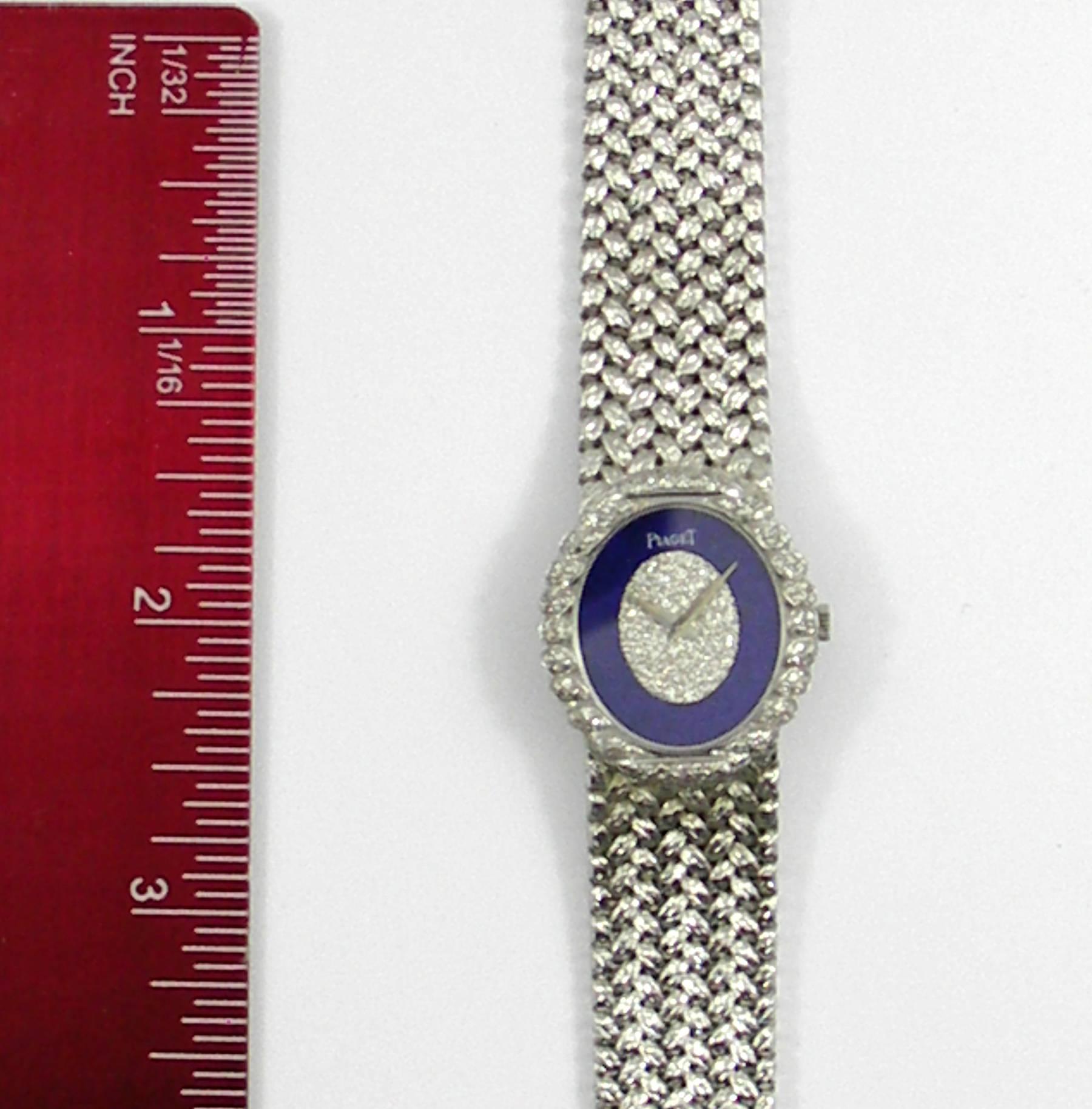 Piaget Ladies White Gold Pavé Diamond Lapis Lazuli Dial Wristwatch 3