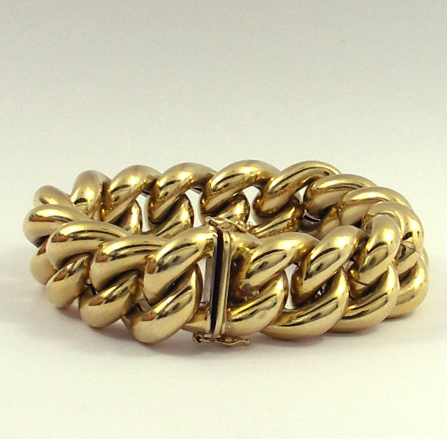 Puffed Gold Curb Link Bracelet 3