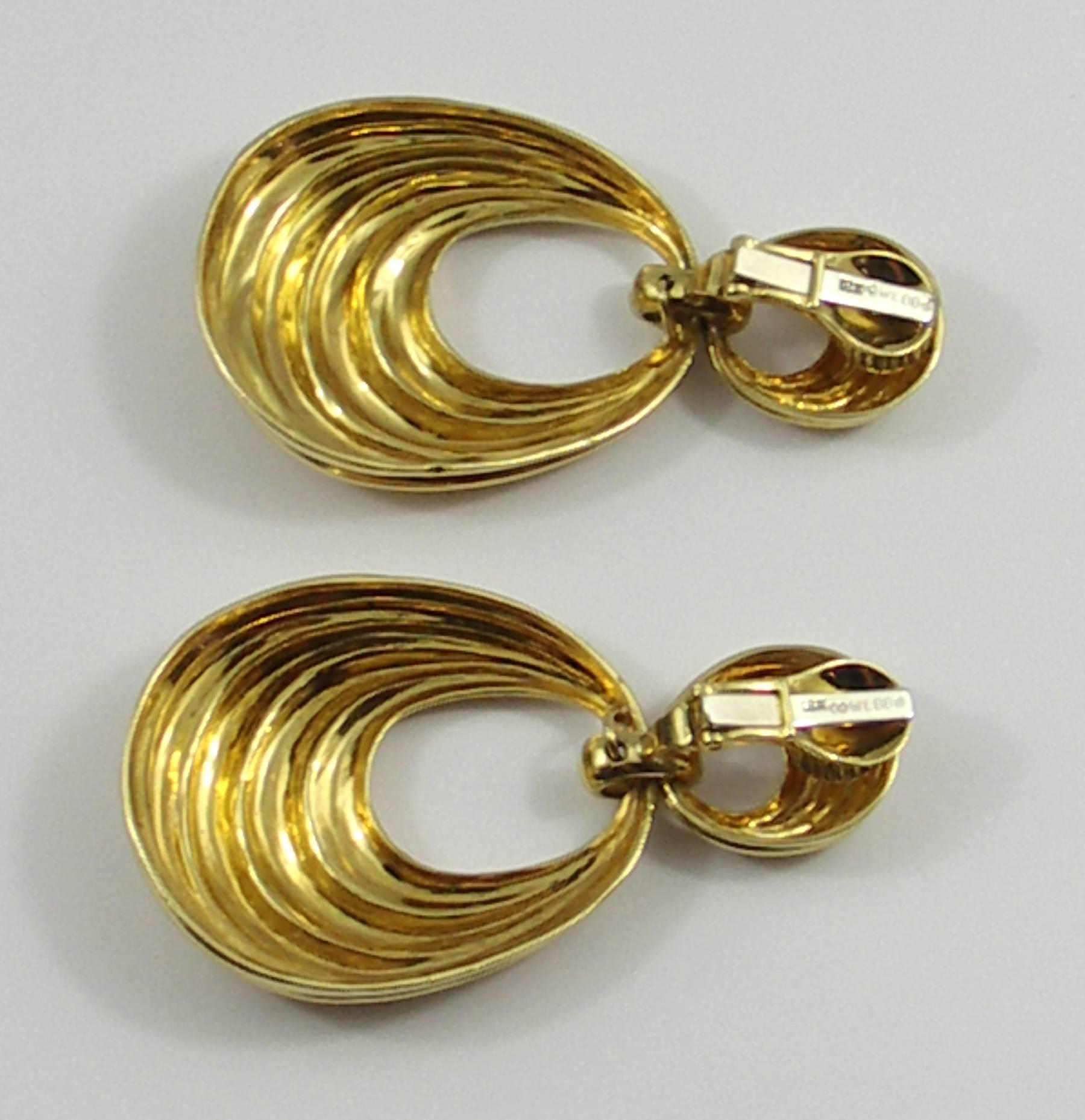 Women's David Webb Long Gold Door Knocker Earrings
