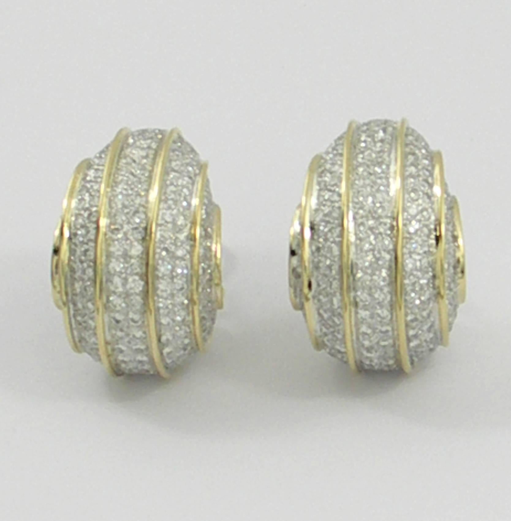 Bombe Gold and Diamond Earrings In Excellent Condition In Palm Beach, FL