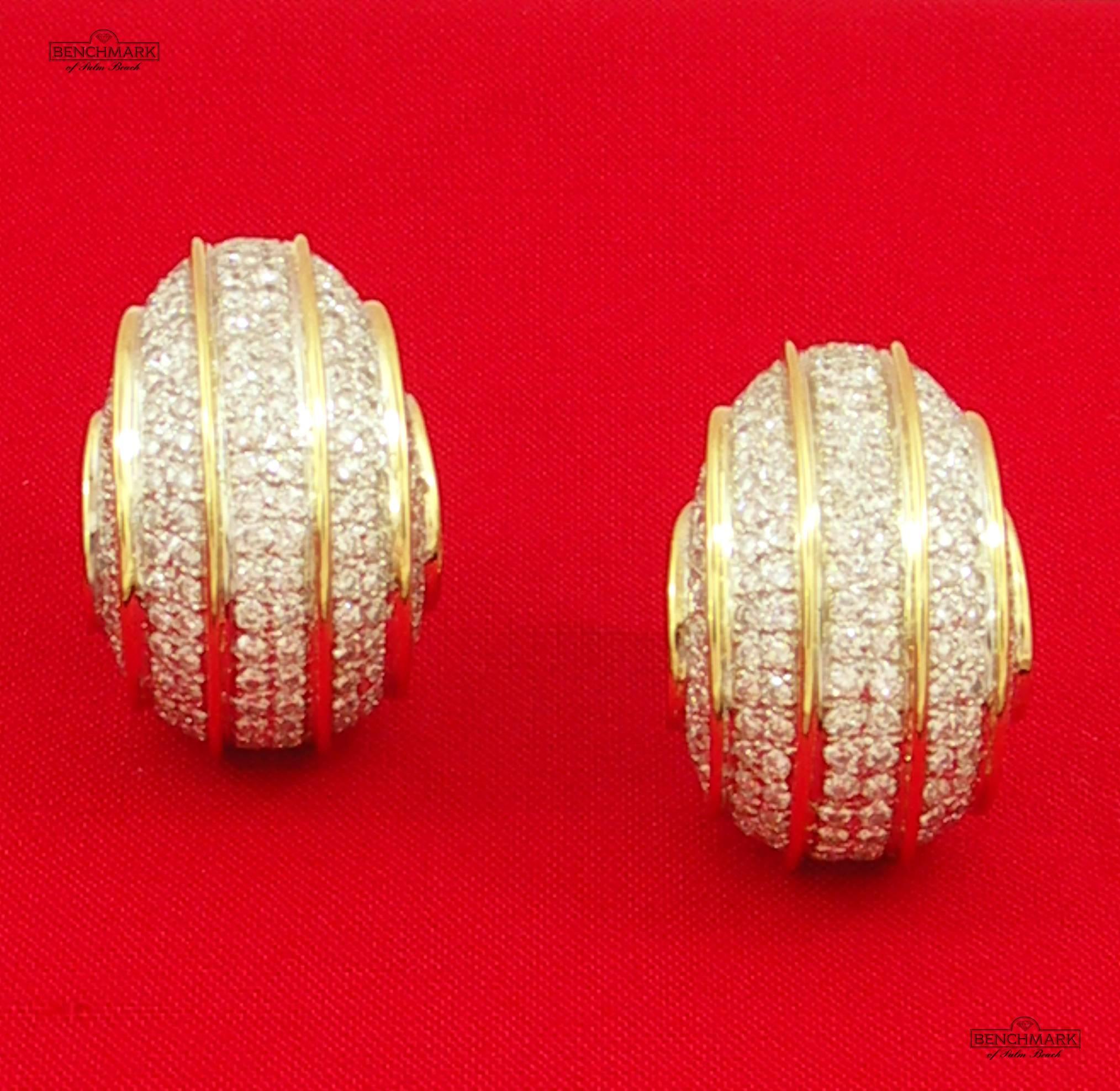 Women's or Men's Bombe Gold and Diamond Earrings