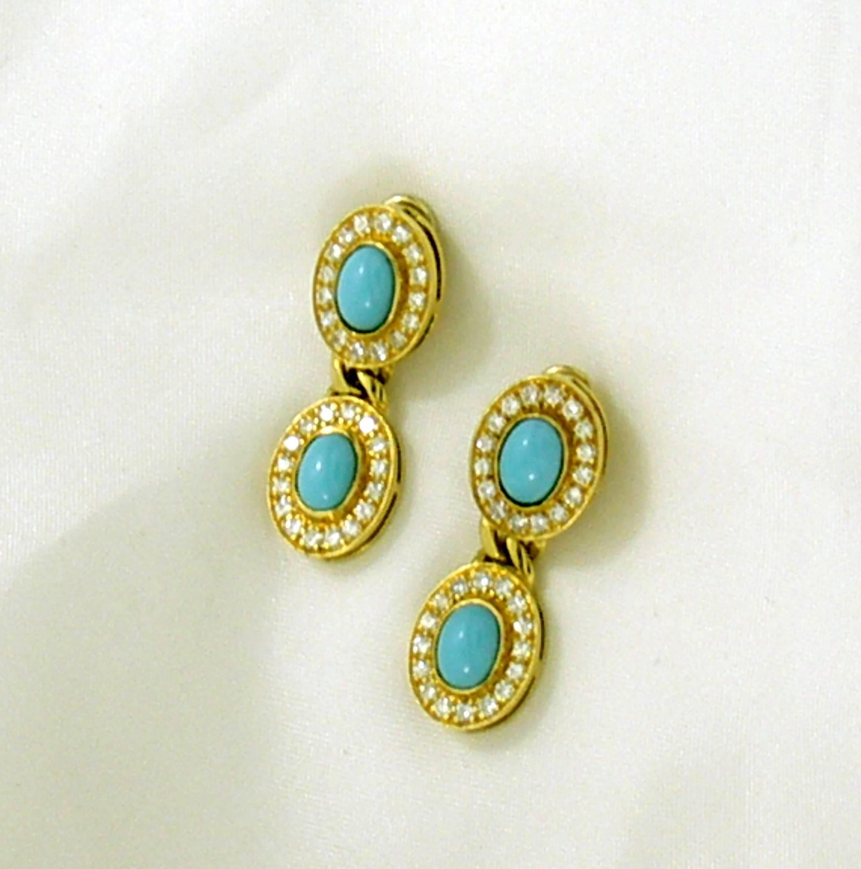 Hanging Gold Earrings with Diamonds 1