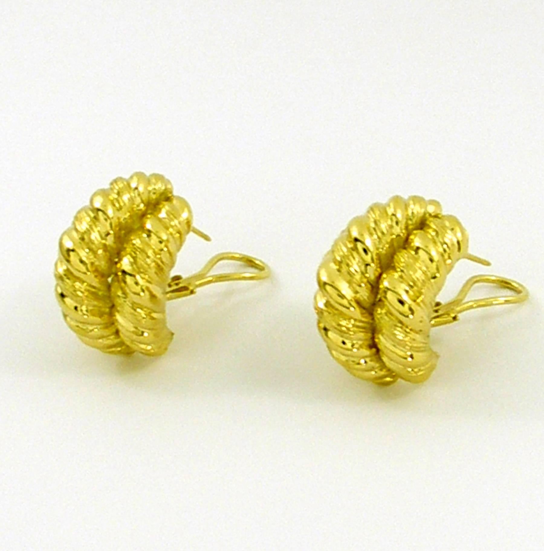 Yellow Gold Twisted Rope Earrings 1