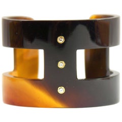 Two-Tone Horn Bracelet with Diamonds and Gold