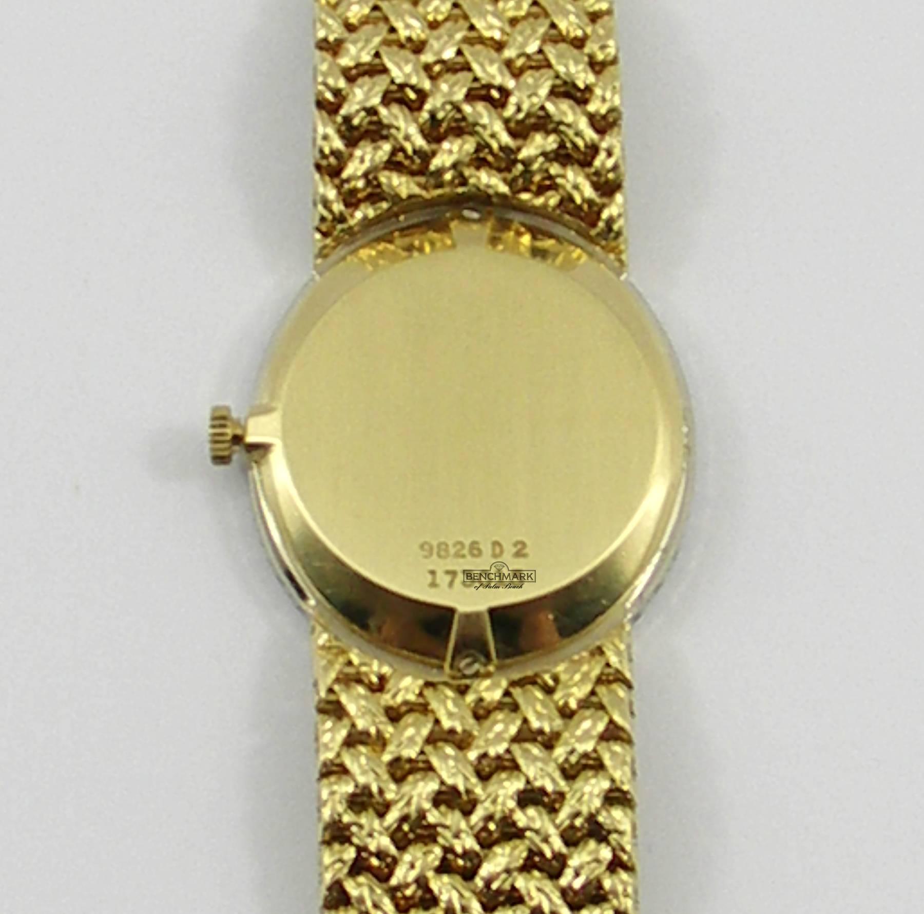 Piaget Yellow Gold Diamond Bezel Jade Dial Woven Bracelet Wristwatch 4