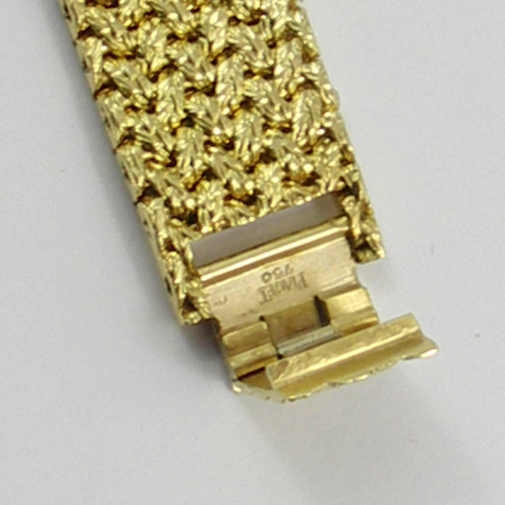 Piaget Yellow Gold Diamond Bezel Jade Dial Woven Bracelet Wristwatch 5