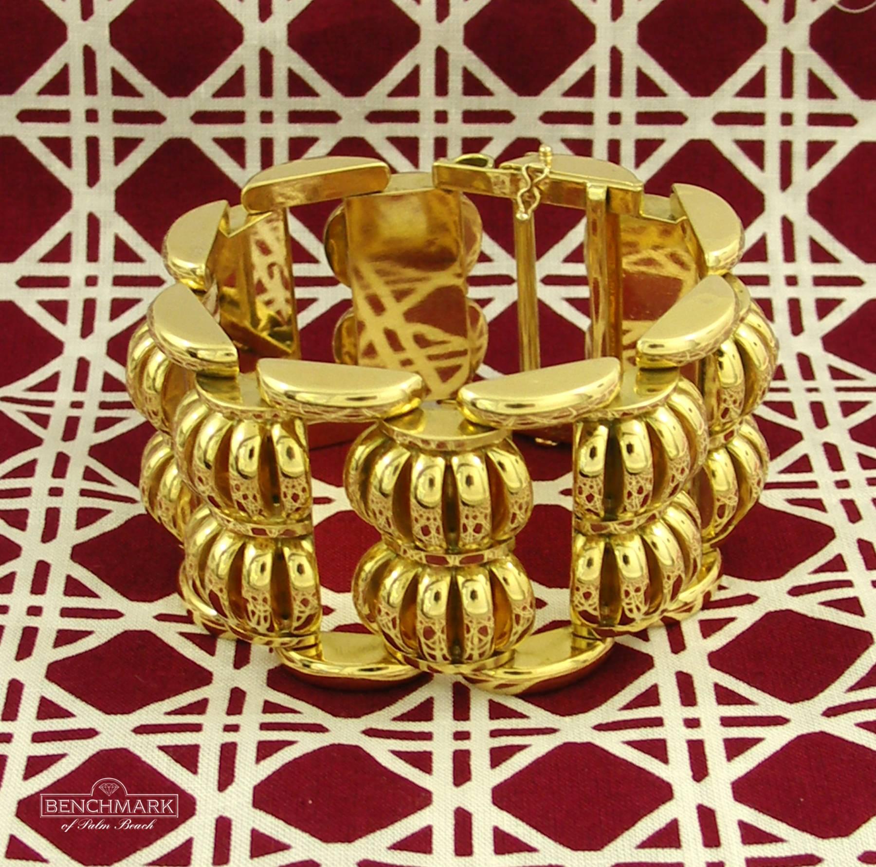 Women's Midcentury Large Gold Bracelet