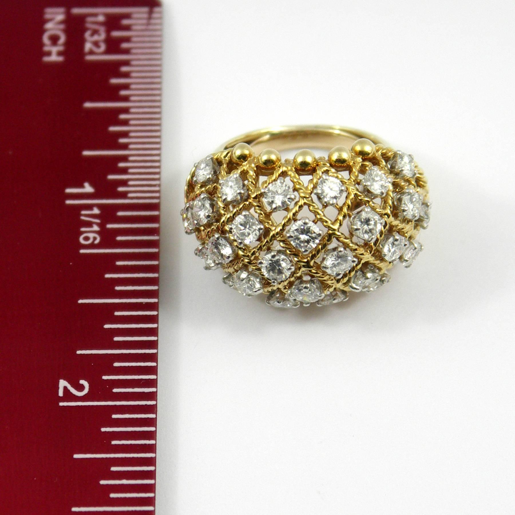Van Cleef & Arpels Lattice Diamond Gold Ring 4