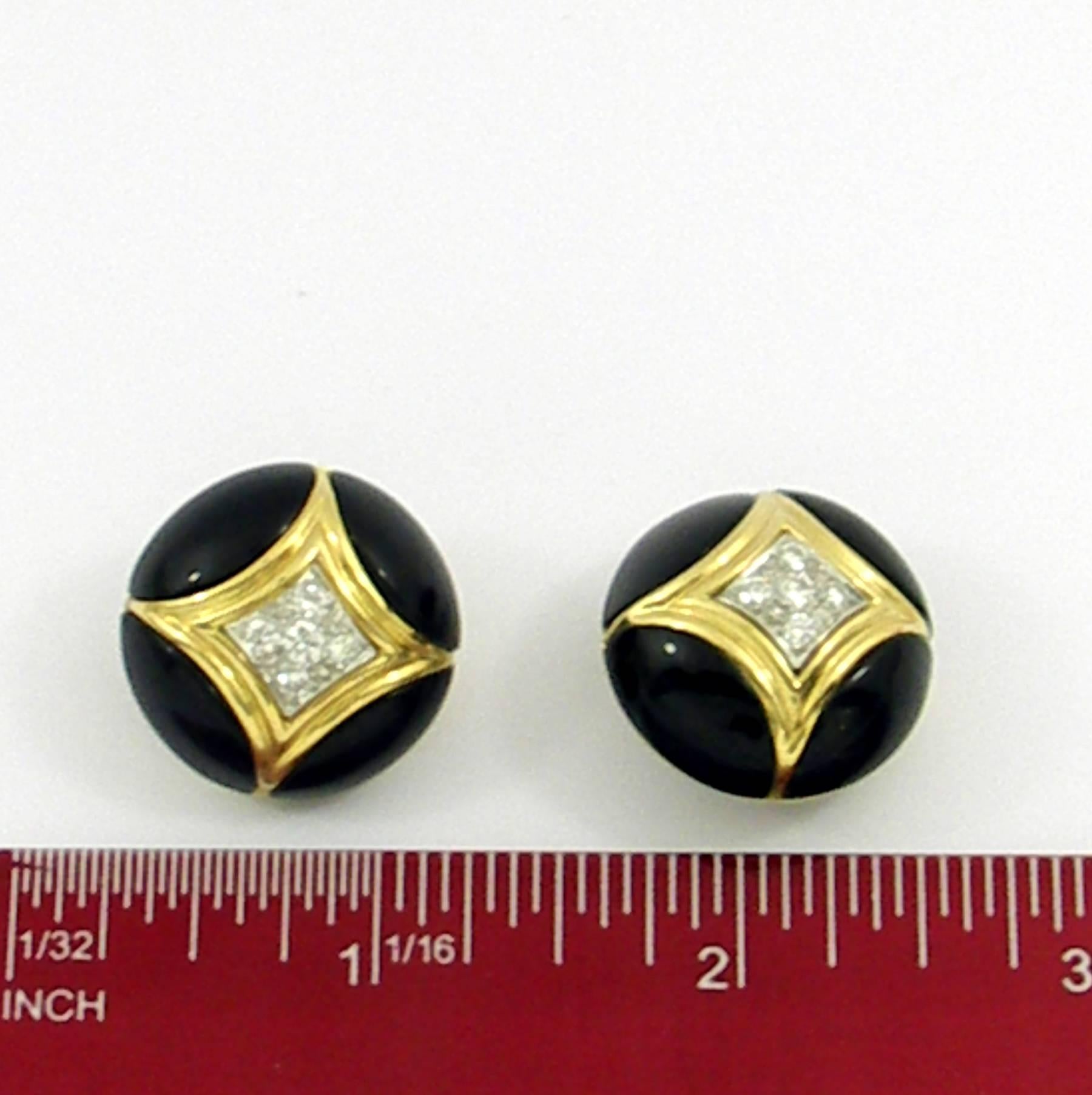 Van Cleef & Arpels Onyx and Diamond Gold Earrings 2