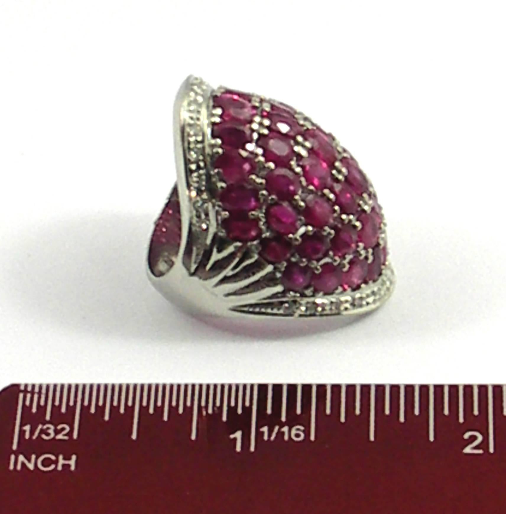 Platinum Cocktail Ring with Diamonds and Rubies 3