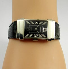Hamilton White Gold Diamond Top Hat Black Dial Wristwatch
