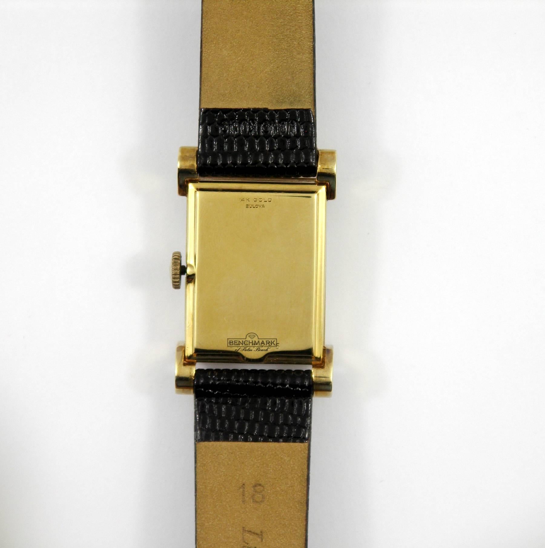 Bulova Yellow Gold Diamond Black Dial Wristwatch  1