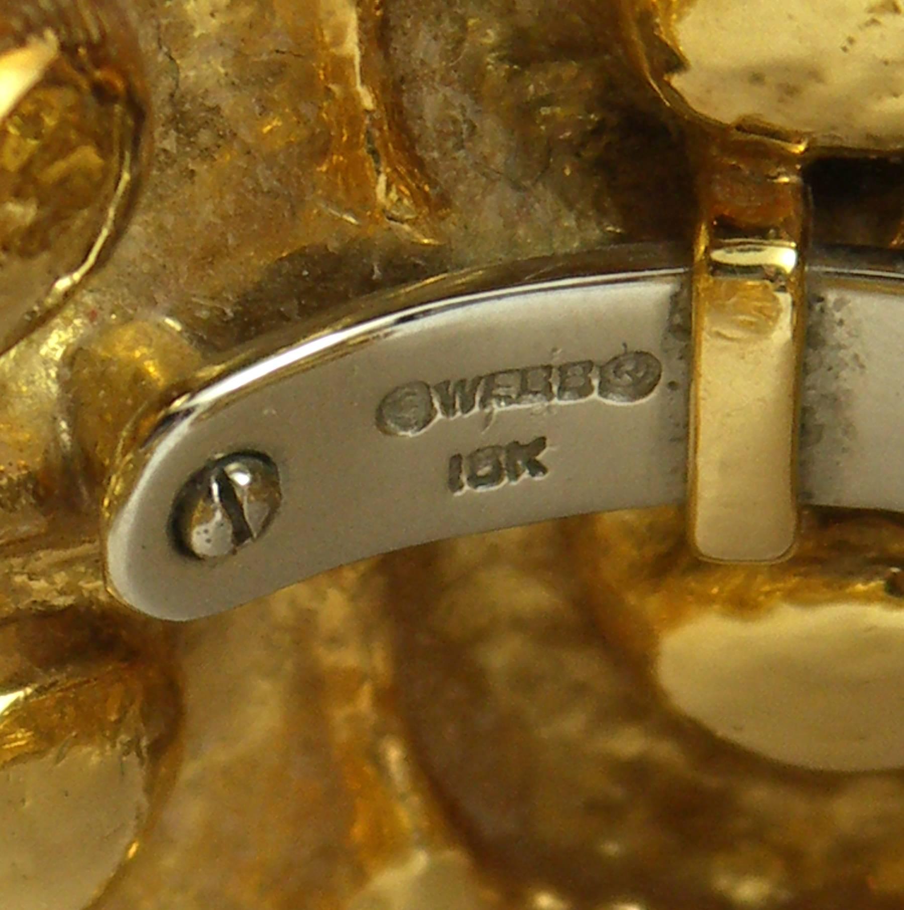 David Webb Yellow Gold Hammered Nautilus Cuff Bracelet 2