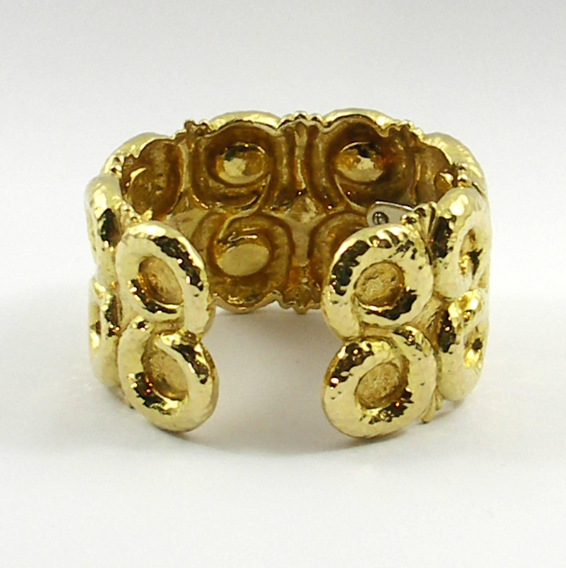 David Webb Yellow Gold Hammered Nautilus Cuff Bracelet 3