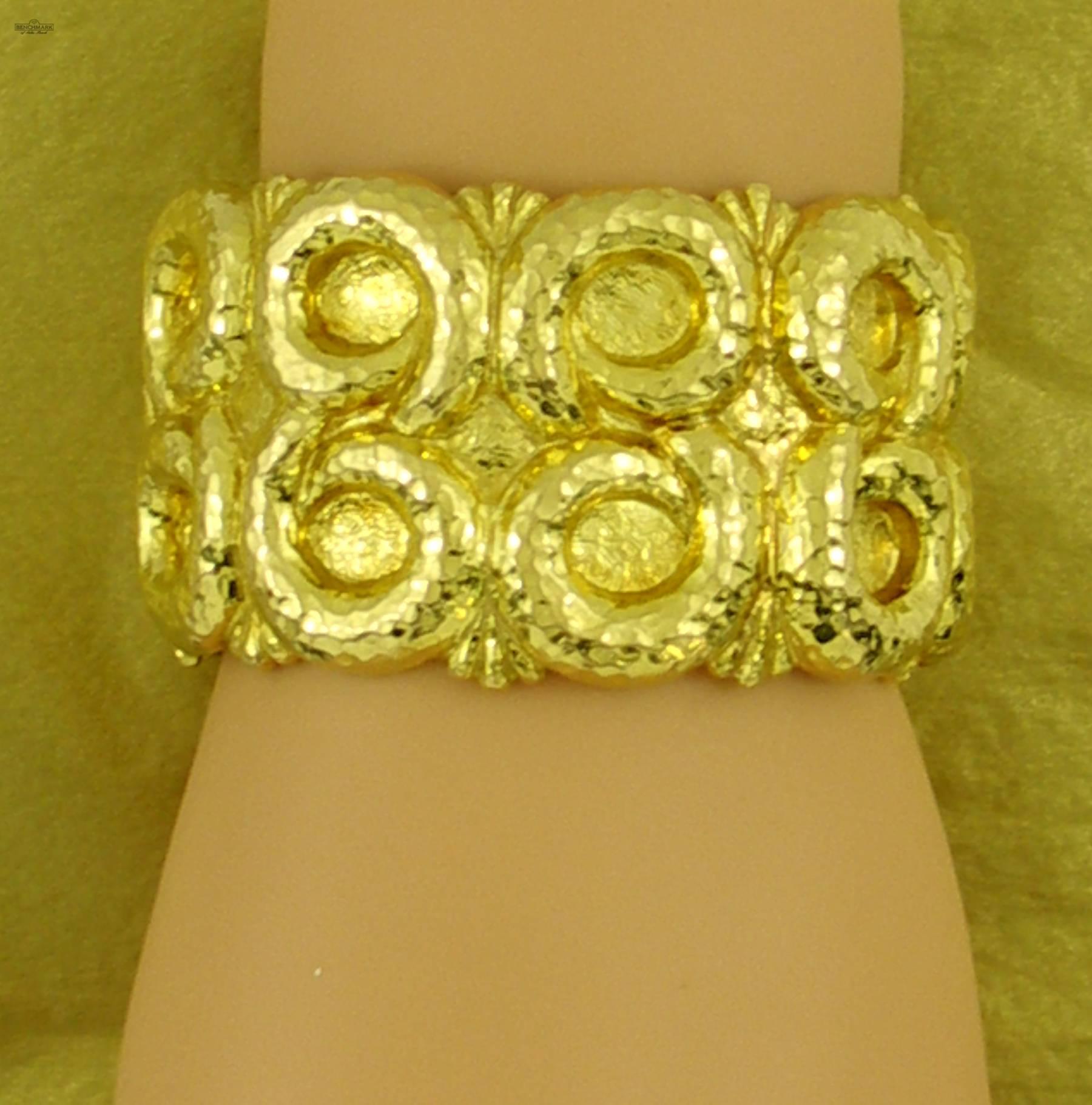 David Webb Yellow Gold Hammered Nautilus Cuff Bracelet 1