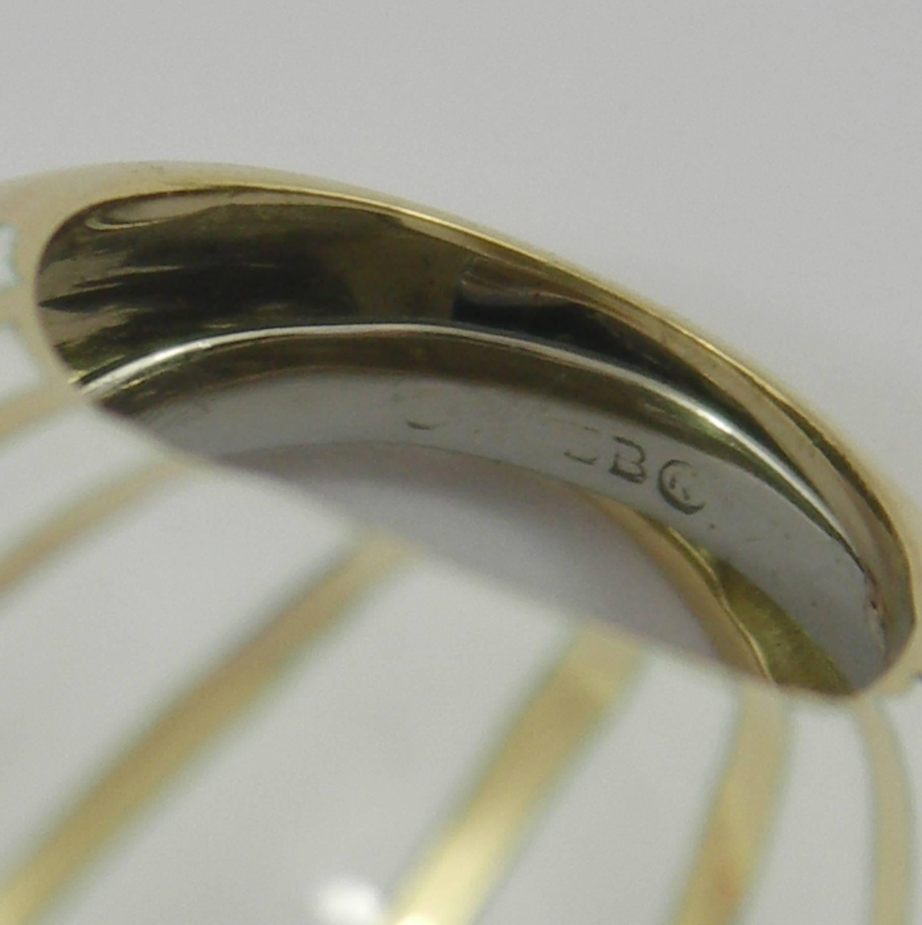 David Webb White Enamel and Yellow Gold Spiral Design Ring 4