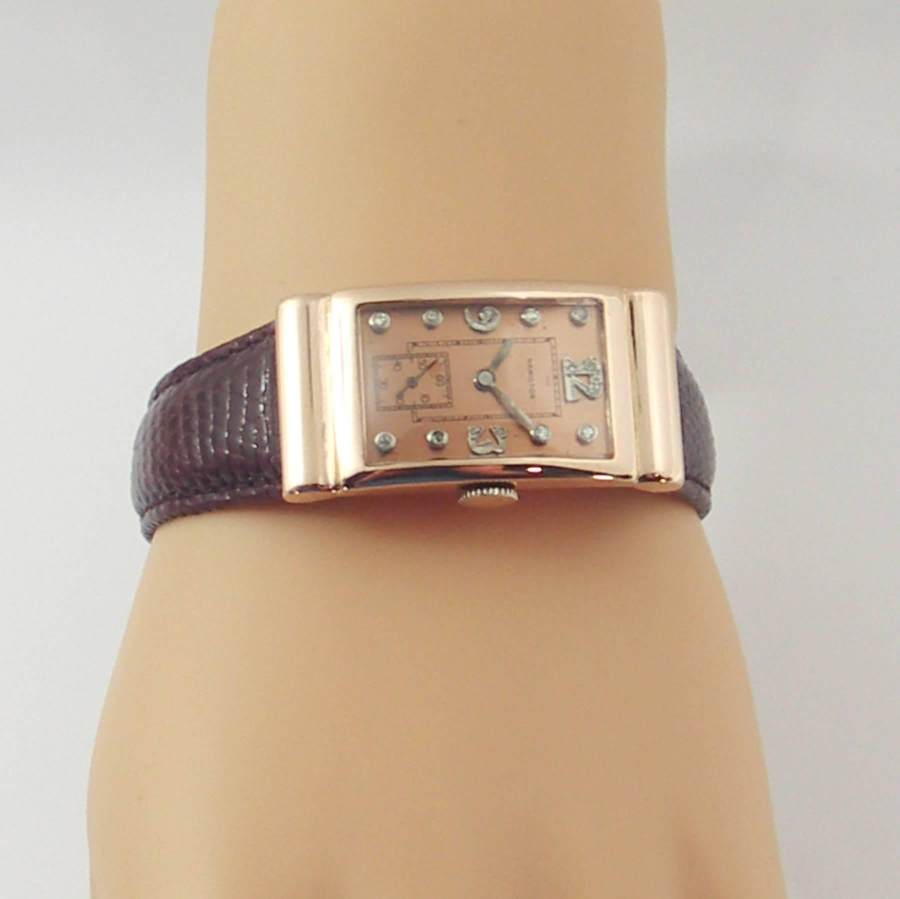 Women's or Men's Hamilton Rose Gold Diamond Dial Wristwatch