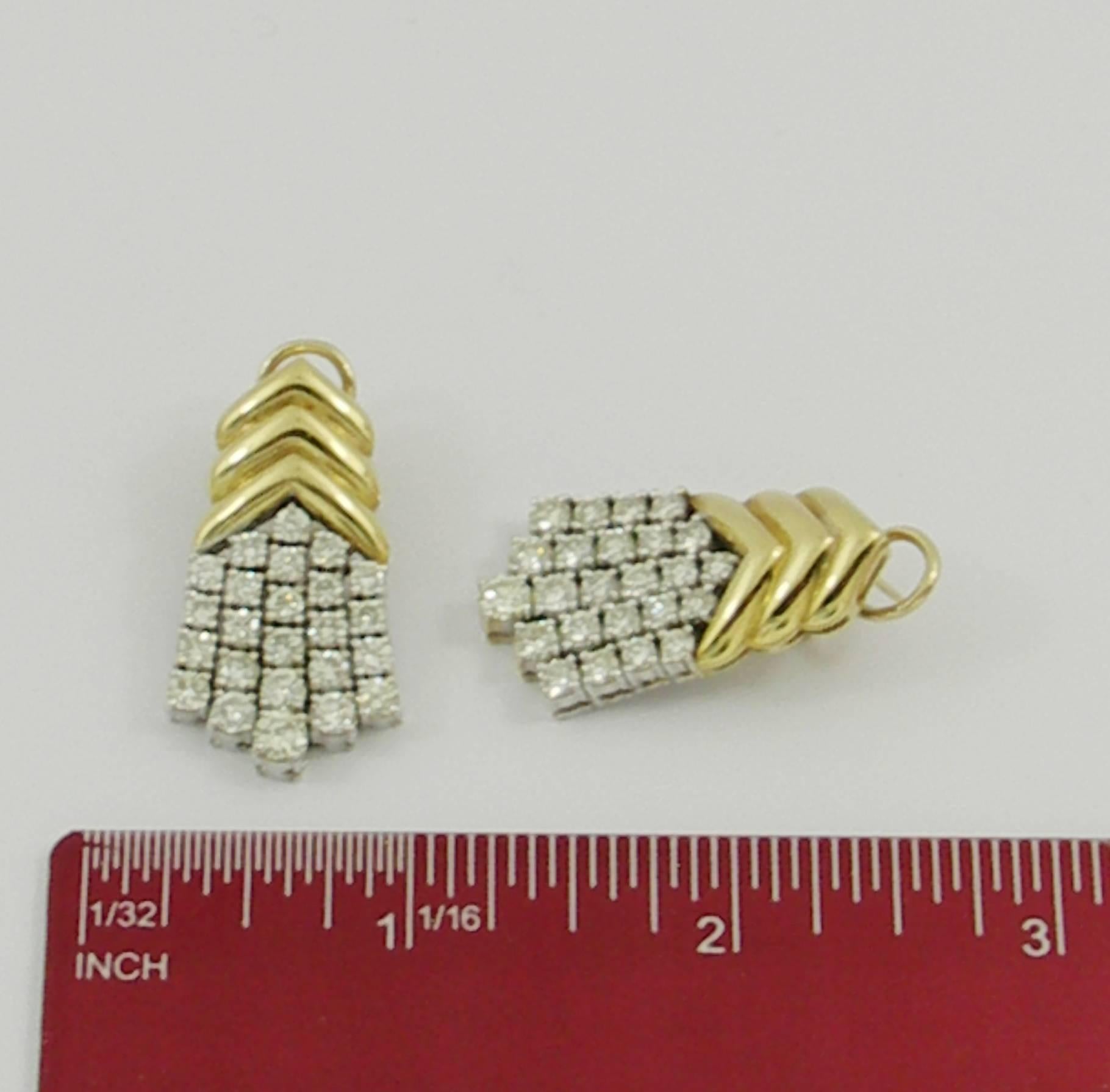 Geometric Gold Diamond Hanging Earrings 1