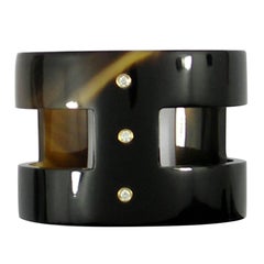 Two-Tone Horn Bracelet with Diamonds and Gold