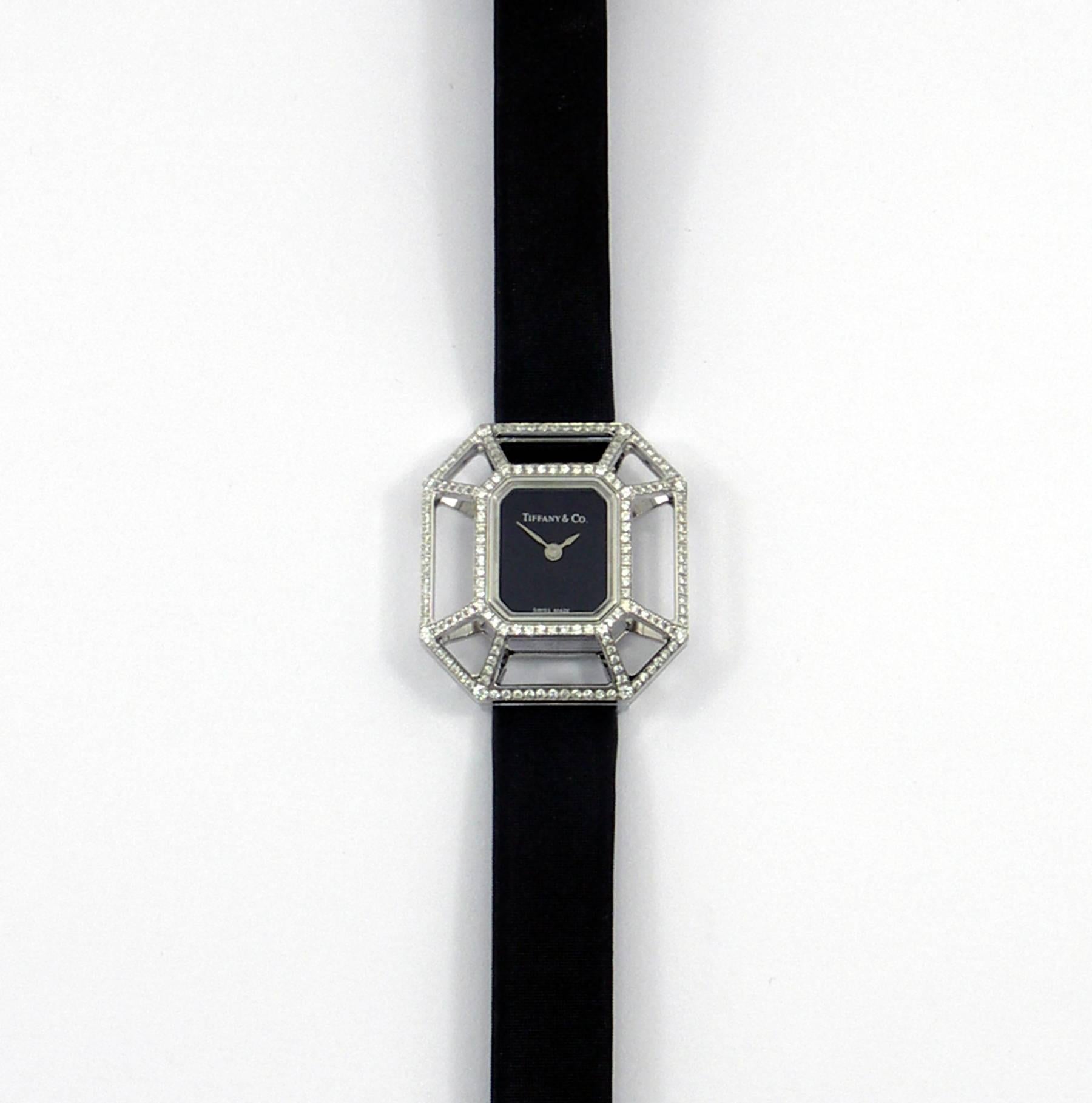 Tiffany & Co. Paloma Picasso Ladies White Gold Diamond Puzzlewatch Wristwatch In Excellent Condition In Palm Beach, FL