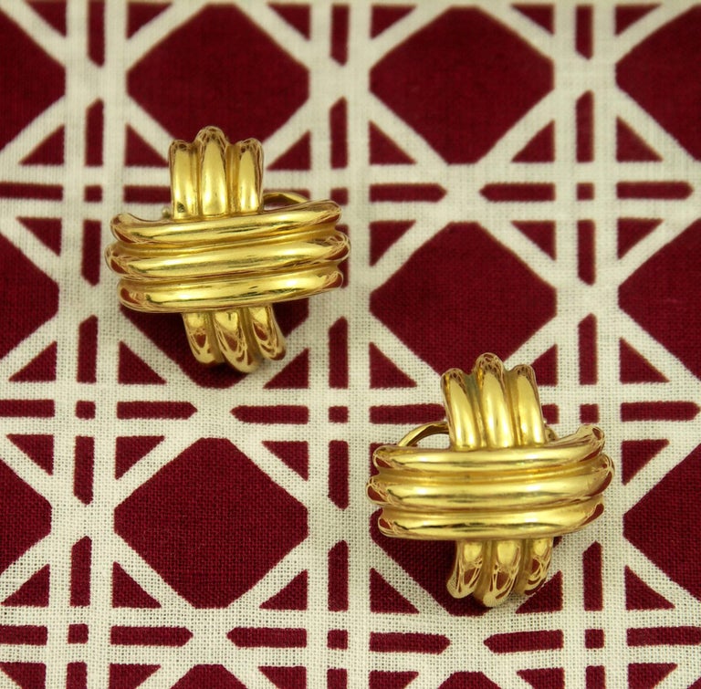 Tiffany and Co. Gold X Earrings For Sale at 1stDibs
