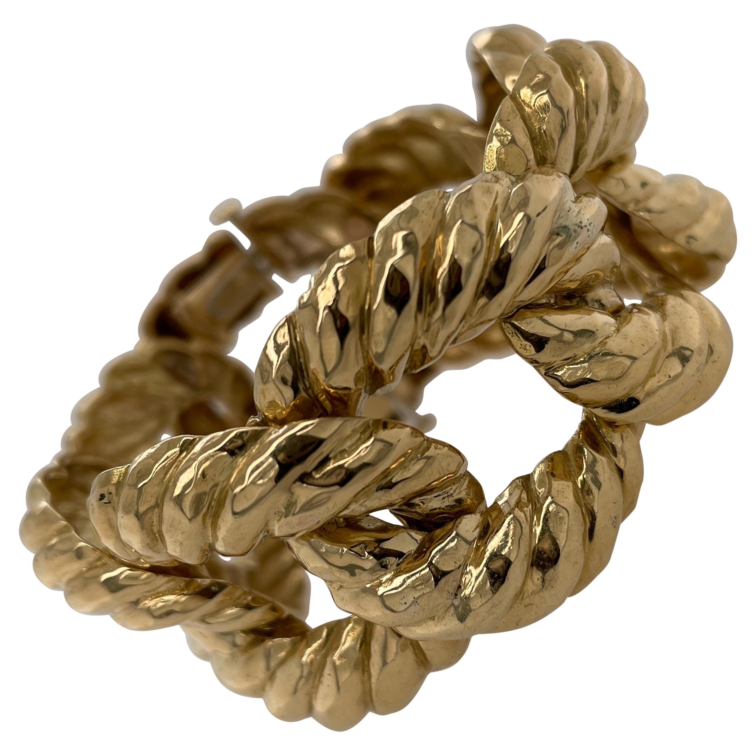 Textured 18k Yellow Gold Cuff Bracelet