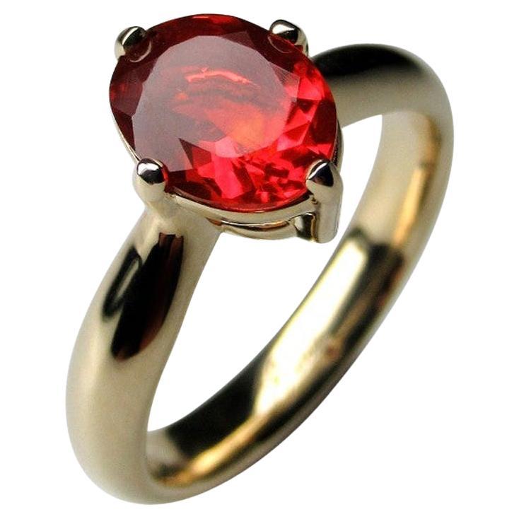 Fire Opal Yellow Gold Ring Mexican Gemstone Jewelry Red