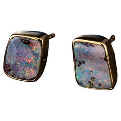 Opal Gold Earrings Polychrome Cosmic Purple Australian opal
