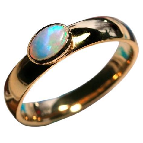 Bague en or 18 carats en opale australienne, cadeau d'anniversaire pour femme, cadeau de mariage pour personne spéciale