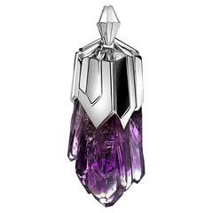Amethyst Crystal Silver Pendant Raw stone Wedding anniversary gift special