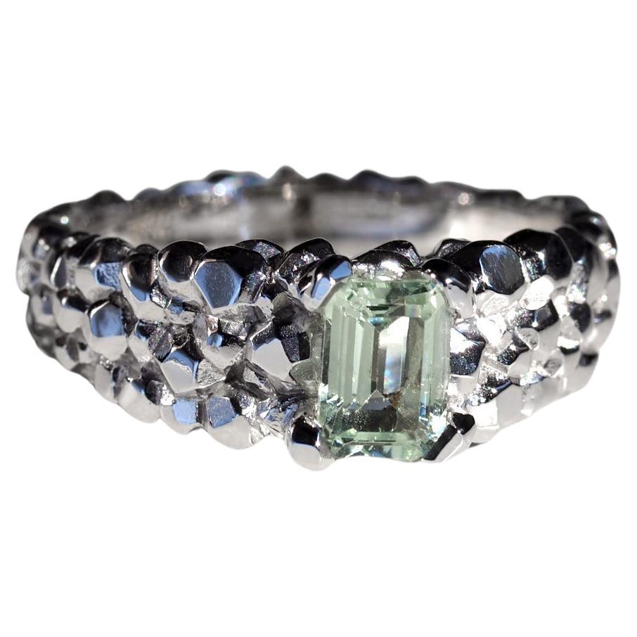 Anello di berillo in oro bianco Heliodor Certificato verde Regalo di fidanzamento anniversario gia