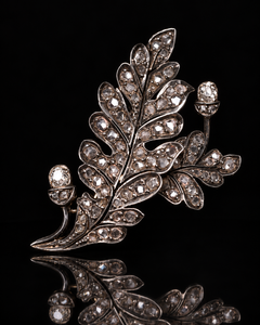 Oak Diamond Brooch Mid-Victorian Gold Silver Old Mined Cut Diamonds Gift wedding (Broche en diamant Oak)