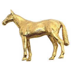Alabaster and Wilson 9 Karat Yellow Gold Horse Brooch