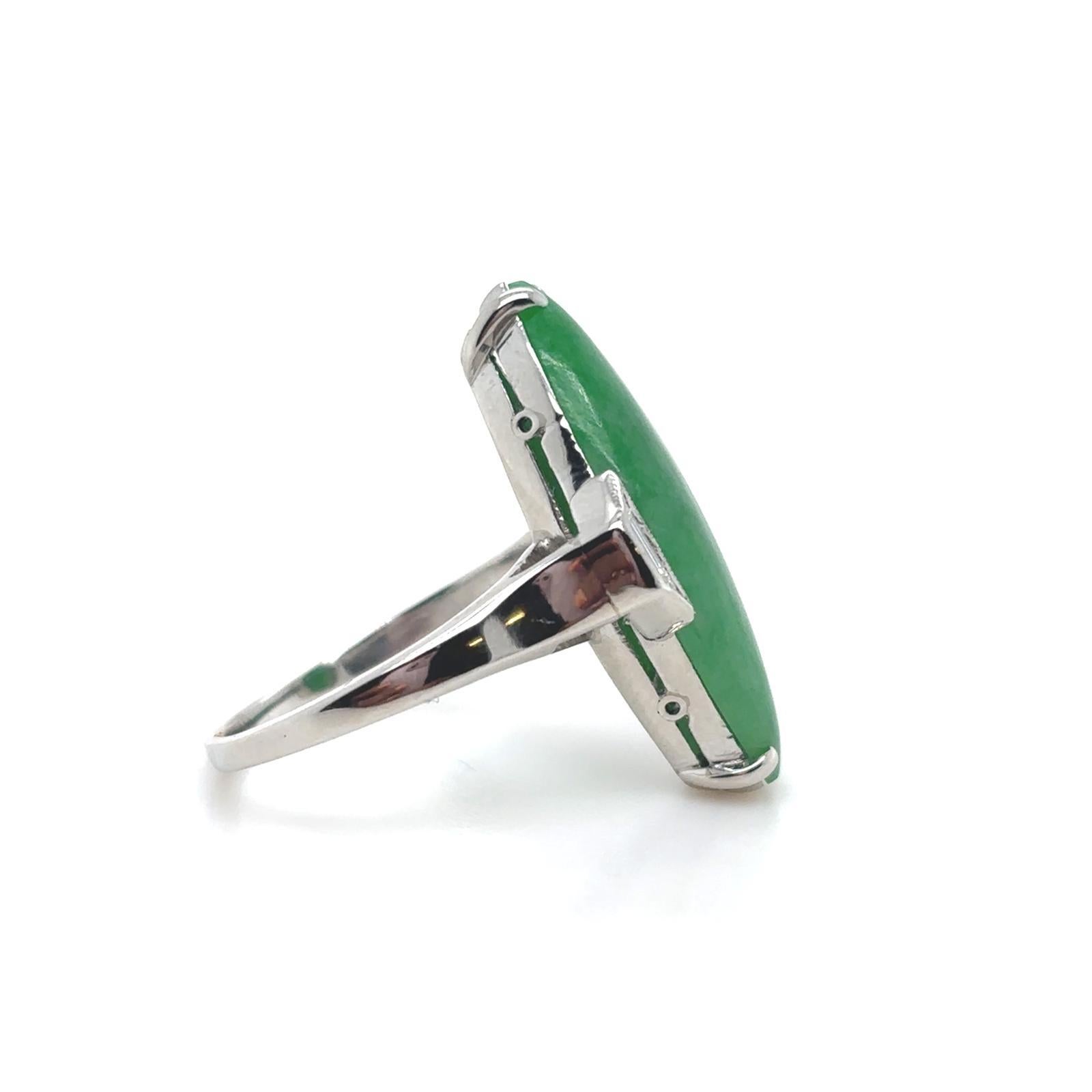 Rétro Bague Vintage Jadeite Diamant Platine Circa 1940 en vente