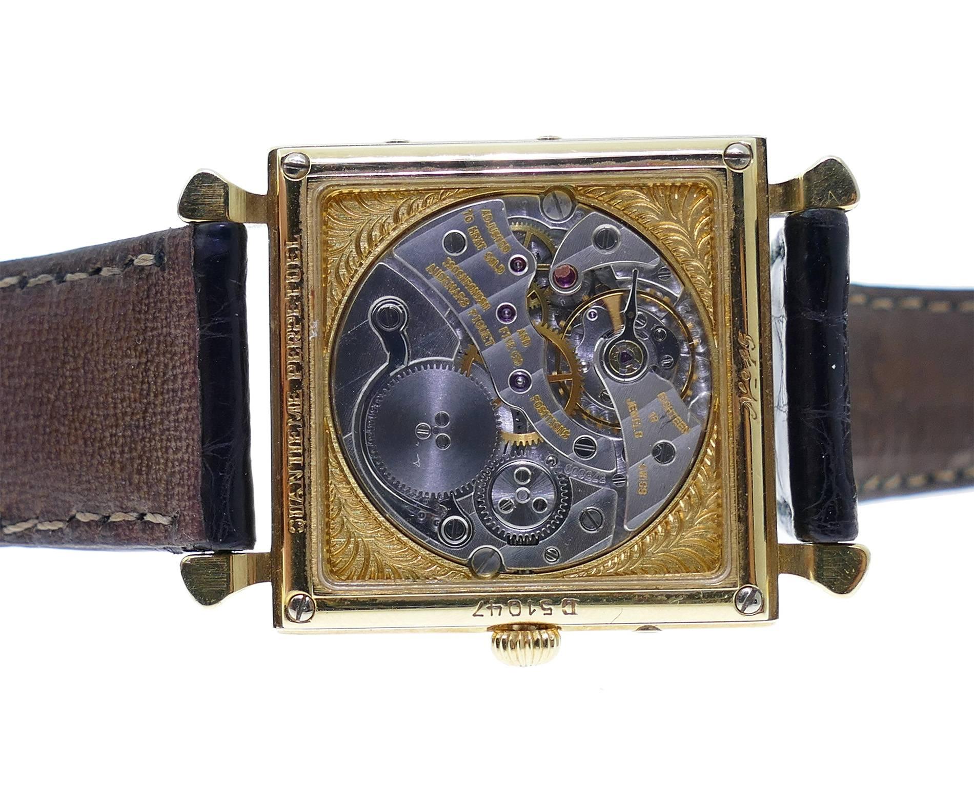 Audemars Piguet Yellow Gold Quantieme Perpetual Calendar Square Wristwatch In Excellent Condition In Miami, FL