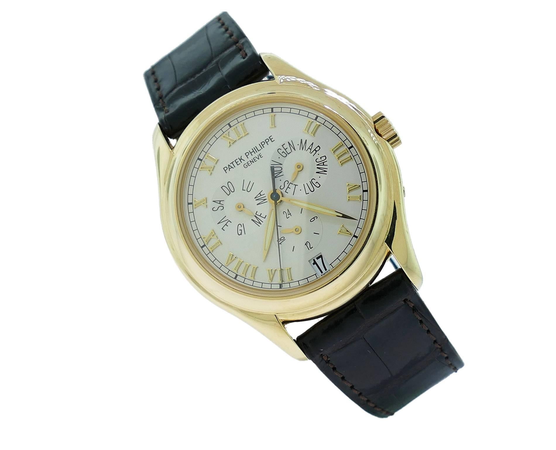 Patek Philippe Yellow Gold Annual Calendar Wristwatch Ref 5035J  In Excellent Condition In Miami, FL