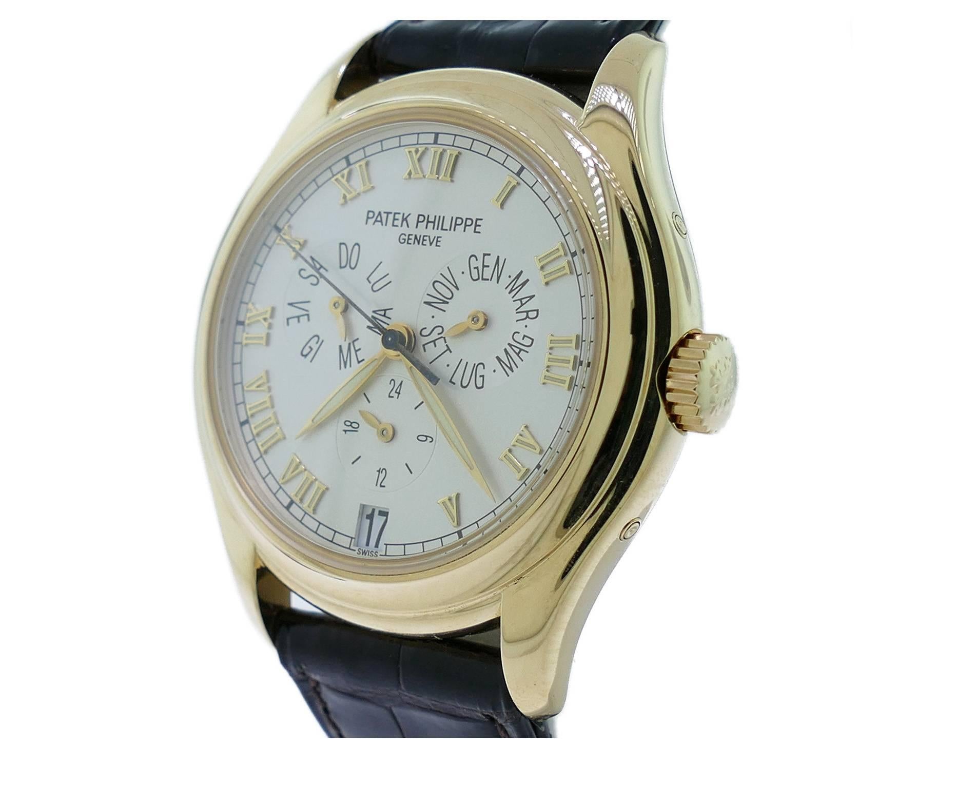 Women's or Men's Patek Philippe Yellow Gold Annual Calendar Wristwatch Ref 5035J 